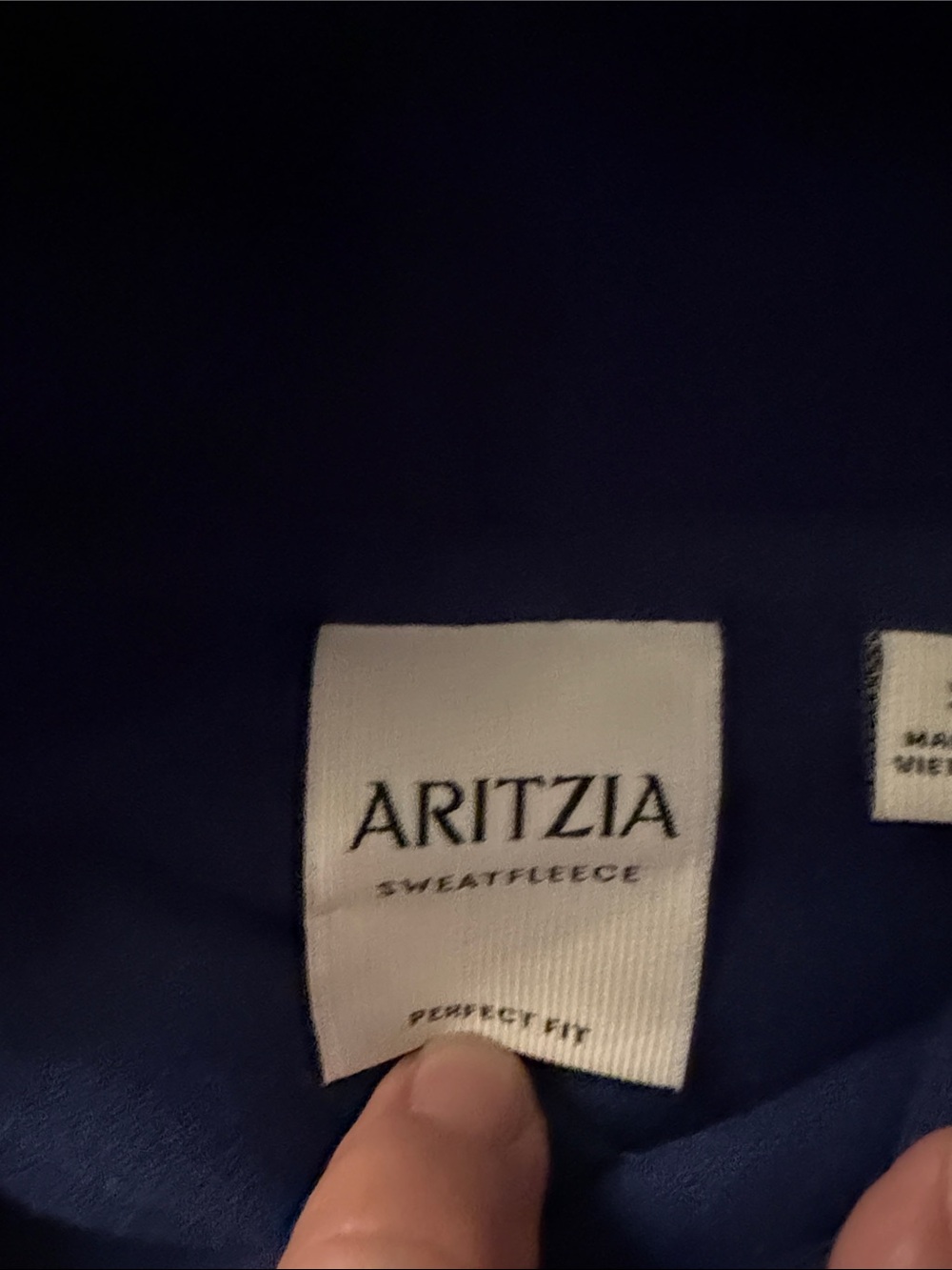 Aritzia Sweatfleece Hoodie in Navy Blue - Picture 3 of 4